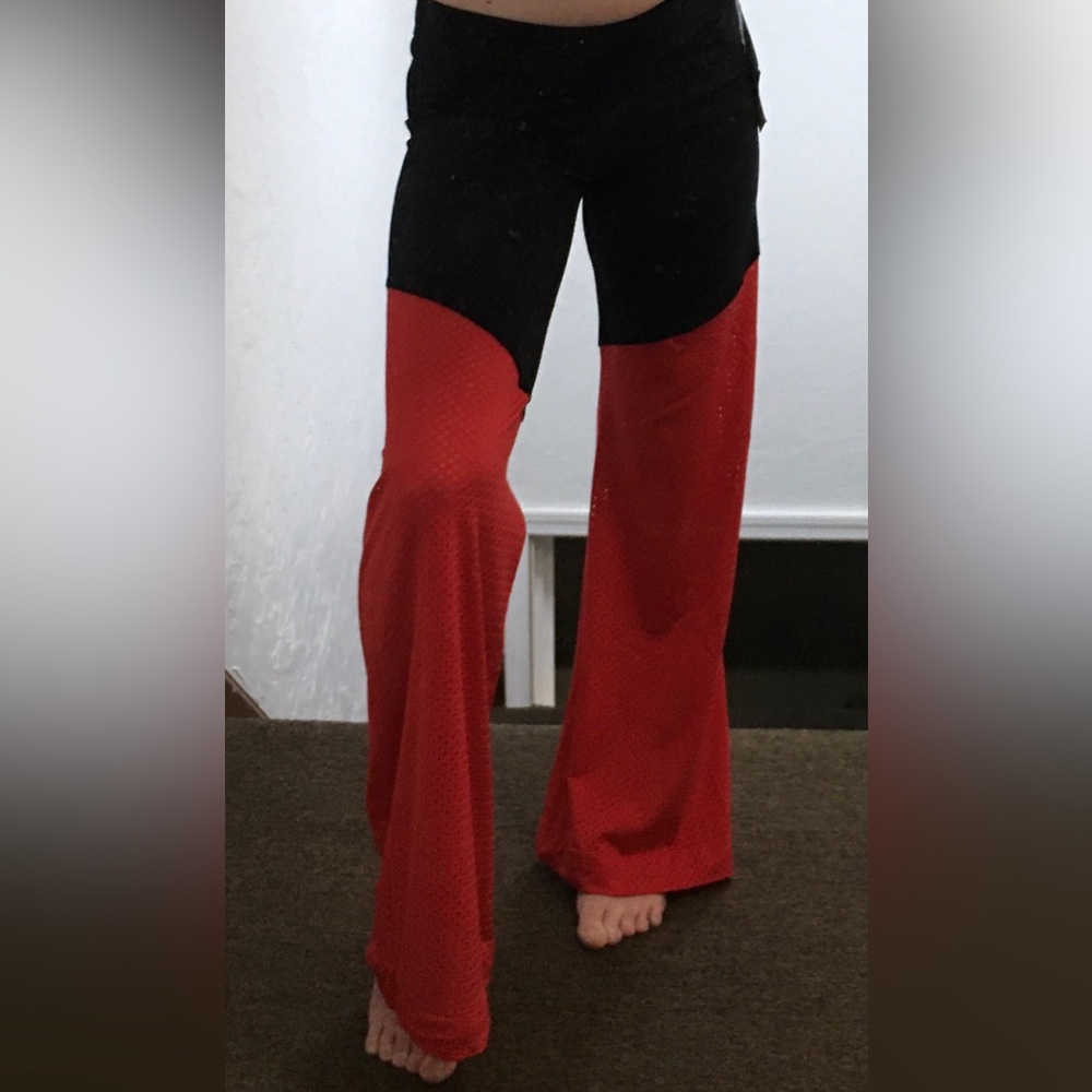 NWT Zumba Yoga pants retro look from 70’s vibe. Black and red color block. - Picture 5 of 13
